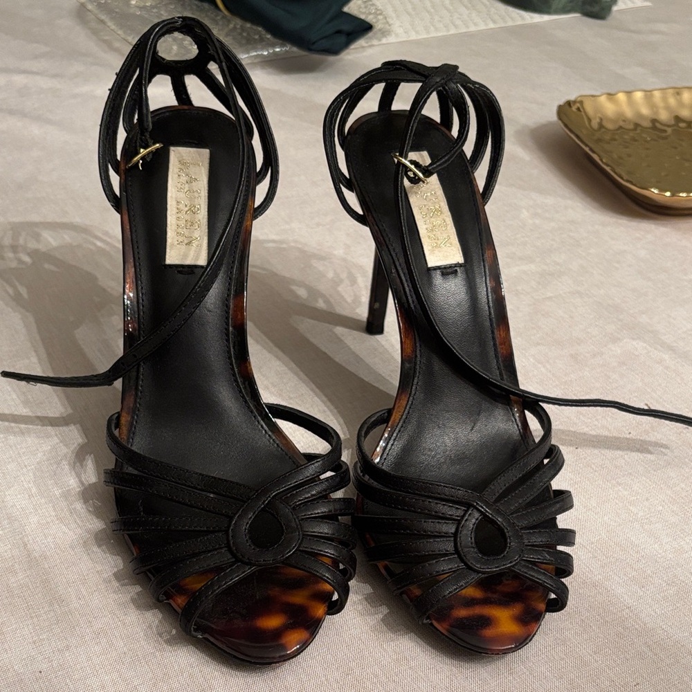 Polo by Ralph Lauren Black and Brown Strappy Heels